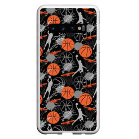 Чехол для Samsung Galaxy S10 с принтом Basketball в Новосибирске, Силикон | Область печати: задняя сторона чехла, без боковых панелей | Тематика изображения на принте: basket | basketball | баскетбол | баскетбольные | болельщик | бросок | брызги | графика | иллюстрация | капли | картинка | кляксы | кольцо | мода | мячи | надпись | прыжок | рисунок | сетка | сила | скорость