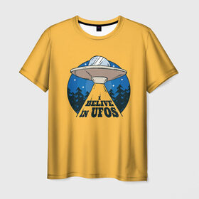 Мужская футболка 3D с принтом Я верю в НЛО в Новосибирске, 100% полиэфир | прямой крой, круглый вырез горловины, длина до линии бедер | alien | ufo | инопланетяне | инопланетянин | нло | пришелец | пришельцы