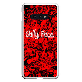 Чехол для Samsung S10E с принтом Sally Face Bloody в Новосибирске, Силикон | Область печати: задняя сторона чехла, без боковых панелей | cтикер | game | larry | mask | new | sally face | sf | ангел | без маски | гизмо | девид | девочка | игра | казнь | компьютер | кровь | лари | ларри | лицемер | логотип | мальчик | маска | молнии | мрачная | на лице | надпись