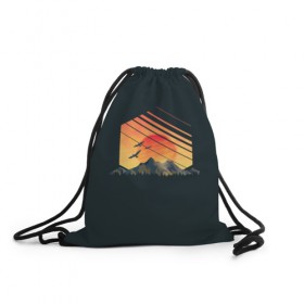 Рюкзак-мешок 3D с принтом Заход Солнца в Новосибирске, 100% полиэстер | плотность ткани — 200 г/м2, размер — 35 х 45 см; лямки — толстые шнурки, застежка на шнуровке, без карманов и подкладки | camping | mountains | sunset | восход | горы | заход | приключение | птицы | путешествие | солнце | туризм