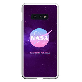 Чехол для Samsung S10E с принтом NASA Take me to the Moon в Новосибирске, Силикон | Область печати: задняя сторона чехла, без боковых панелей | Тематика изображения на принте: administration | aeronautics | brand | logo | nasa | national | oldschool | space | usa | исследование | космос | лого | наса | национальное | олдскул | сша | управление