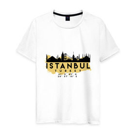 Мужская футболка хлопок с принтом Стамбул - Турция в Новосибирске, 100% хлопок | прямой крой, круглый вырез горловины, длина до линии бедер, слегка спущенное плечо. | Тематика изображения на принте: adventure | city | travel | turkey | world | город | государство | европа | жизнь | карта | культура | люди | мир | народ | памятни | партиот | планета | приключение | путешествие | спорт | ссср | стамбул | столица | страна