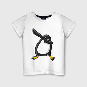 Детская футболка хлопок с принтом DAB Пингвин в Новосибирске, 100% хлопок | круглый вырез горловины, полуприлегающий силуэт, длина до линии бедер | Тематика изображения на принте: animal | best | bird | dab | dabbig | dance | freedom | hip hop | music | penguin | rap | даб | даббинг | животные | крутой | лучший | мадагаскар | музыка | пингвин | птица | рэп | рэпер | свобода | север | танец | хип хоп