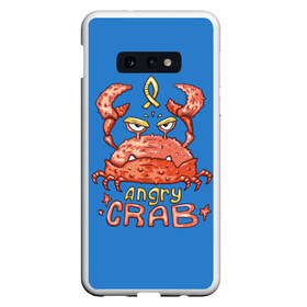 Чехол для Samsung S10E с принтом Hungry crab в Новосибирске, Силикон | Область печати: задняя сторона чехла, без боковых панелей | Тематика изображения на принте: angry | crab | gloomy | hungry | ocean | red | sea | sign | stars | water | вода | голодный | графика | детский | звезды | злой | знак | иллюстрация | картинка | краб | красный | мода | море | морские | надпись | океан | рисунок | рыба