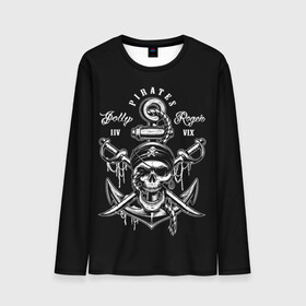 Мужской лонгслив 3D с принтом Pirates в Новосибирске, 100% полиэстер | длинные рукава, круглый вырез горловины, полуприлегающий силуэт | b | pirates | robbers | sea | skull | бандана | веселый | графика | иллюстрация | канат | картинка | кости | логотип | мода | морские | надпись | оружие | пираты | платок | разбойники | рисунок | роджер | сабли | стиль