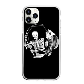 Чехол для iPhone 11 Pro матовый с принтом Fishing в Новосибирске, Силикон |  | death | fish | fisherman | fishing | halloween | holiday | skeletons | spinning | symbol | графика | иллюстрация | картинка | леска | мода | праздник | рисунок | рыба | рыбак | рыбалка | символ | скелеты | спиннинг | стиль | трафарет | фон