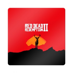 Магнит виниловый Квадрат с принтом RDR2 в Новосибирске, полимерный материал с магнитным слоем | размер 9*9 см, закругленные углы | games | gta5 | online | rdr | rdr2 | red dead redemption 2 | rockstar | wild west | дикий запад | ковбой | рдр2 | ред дед редемшн | редемшен | рокстар