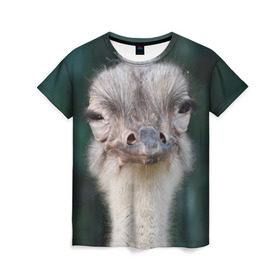 Женская футболка 3D с принтом Подозрительный страус в Новосибирске, 100% полиэфир ( синтетическое хлопкоподобное полотно) | прямой крой, круглый вырез горловины, длина до линии бедер | lol | глаза | голова | детям | животные | зеленая | лол | подарок | подмигивает | подозрительно | прикольная | природа | смешная | страус | эмоции | юмор