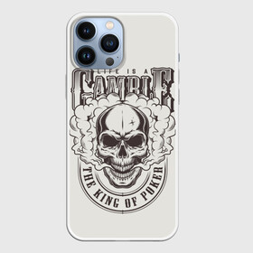 Чехол для iPhone 13 Pro Max с принтом Life is a camble the king of p в Новосибирске,  |  | cards | casino | cheating | game | it | king | life | poker | roulette | s | skull | графика | дым | жизнь | игра | иллюстрация | казино | картинка | карты | король | мода | надпись | обман | покер | рисунок | рулетка | светлый | символ