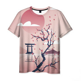 Мужская футболка 3D с принтом Японский мотив в Новосибирске, 100% полиэфир | прямой крой, круглый вырез горловины, длина до линии бедер | 23 | 8 | азия | вип | вишня | горы | дерево | дизайн | мода | небо | новинка | новый год | подарок | сакура | солнце | стритвир | топ | тренд | цветок | япония