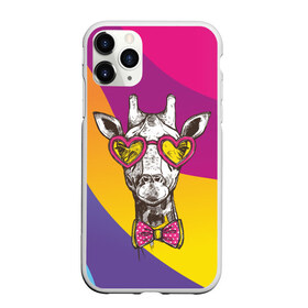 Чехол для iPhone 11 Pro Max матовый с принтом Праздничный жираф в Новосибирске, Силикон |  | бабочка | животное | жираф | модный | очки | праздничный | рожки | сердечки | хипстер | шея