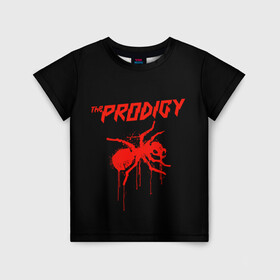 Детская футболка 3D с принтом The Prodigy в Новосибирске, 100% гипоаллергенный полиэфир | прямой крой, круглый вырез горловины, длина до линии бедер, чуть спущенное плечо, ткань немного тянется | Тематика изображения на принте: 90 е | the prodigy | кит флинт | музыка | муравей | панк | рок | техно | электро