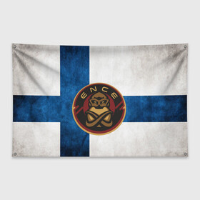 Флаг-баннер с принтом ENCE Finland в Новосибирске, 100% полиэстер | размер 67 х 109 см, плотность ткани — 95 г/м2; по краям флага есть четыре люверса для крепления | cs:go | cybersport | киберспорт | турнир | финляндия | фины