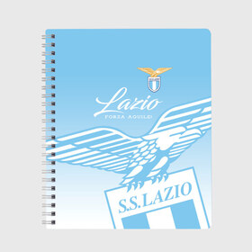 Тетрадь с принтом Лацио в Новосибирске, 100% бумага | 48 листов, плотность листов — 60 г/м2, плотность картонной обложки — 250 г/м2. Листы скреплены сбоку удобной пружинной спиралью. Уголки страниц и обложки скругленные. Цвет линий — светло-серый
 | aquile | biancocelesti | societa sportiva lazio | ss lazio | бело голубые | италия | лацио | орлы | рим | серия а | форма | футбол | футболист | футбольная | футбольный клуб