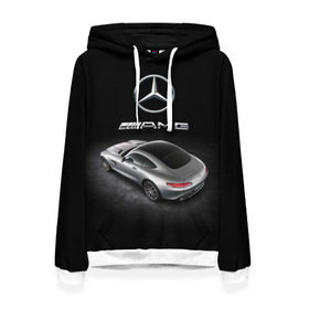 Женская толстовка 3D с принтом Mercedes V8 Biturbo AMG в Новосибирске, 100% полиэстер  | двухслойный капюшон со шнурком для регулировки, мягкие манжеты на рукавах и по низу толстовки, спереди карман-кенгуру с мягким внутренним слоем. | Тематика изображения на принте: amg | cool | design | mercedes | mercedes benz | motorsport | power | prestige | race | silver | sport car | status | автоспорт | гонка | дизайн | круто | мерседес | мощь | престиж | серебряный | спорткар | статус