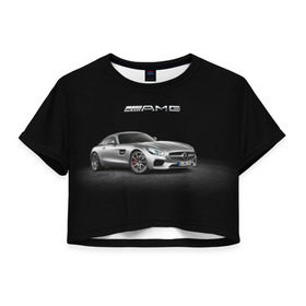 Женская футболка 3D укороченная с принтом Mercedes V8 Biturbo AMG в Новосибирске, 100% полиэстер | круглая горловина, длина футболки до линии талии, рукава с отворотами | amg | cool | design | mercedes | mercedes benz | motorsport | power | prestige | race | silver | sport car | status | автоспорт | гонка | дизайн | круто | мерседес | мощь | престиж | серебряный | спорткар | статус