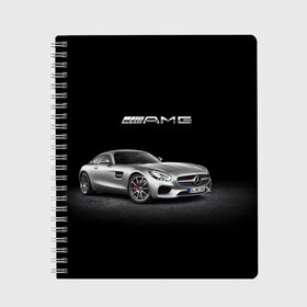 Тетрадь с принтом Mercedes V8 Biturbo AMG в Новосибирске, 100% бумага | 48 листов, плотность листов — 60 г/м2, плотность картонной обложки — 250 г/м2. Листы скреплены сбоку удобной пружинной спиралью. Уголки страниц и обложки скругленные. Цвет линий — светло-серый
 | amg | cool | design | mercedes | mercedes benz | motorsport | power | prestige | race | silver | sport car | status | автоспорт | гонка | дизайн | круто | мерседес | мощь | престиж | серебряный | спорткар | статус