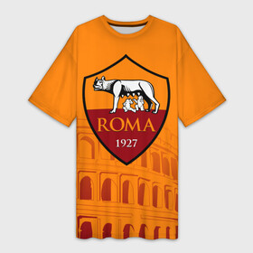 Платье-футболка 3D с принтом Рома в Новосибирске,  |  | as roma | giallorossi | lupi | roma | romanista | волки | жёлто красные | италия | рома | серия а | форма | футбол | футболист | футбольная | футбольный клуб