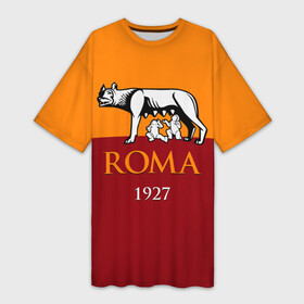 Платье-футболка 3D с принтом Рома в Новосибирске,  |  | as roma | giallorossi | lupi | roma | romanista | волки | жёлто красные | италия | рома | серия а | форма | футбол | футболист | футбольная | футбольный клуб