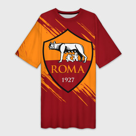 Платье-футболка 3D с принтом Рома в Новосибирске,  |  | as roma | giallorossi | lupi | roma | romanista | волки | жёлто красные | италия | рома | серия а | форма | футбол | футболист | футбольная | футбольный клуб