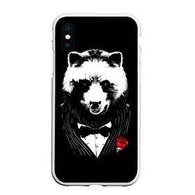 Чехол для iPhone XS Max матовый с принтом Медведь авторитет в Новосибирске, Силикон | Область печати: задняя сторона чехла, без боковых панелей | Тематика изображения на принте: authority | bear | go | авторитет | аль капоне | бабочка | в носу | взгляд | галстук | графика | дикий | животное | иллюстрация | картинка | кольцо | костюм | красная | крестный | мафия | медведь | мода | отец
