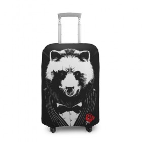 Чехол для чемодана 3D с принтом Медведь авторитет в Новосибирске, 86% полиэфир, 14% спандекс | двустороннее нанесение принта, прорези для ручек и колес | authority | bear | go | авторитет | аль капоне | бабочка | в носу | взгляд | галстук | графика | дикий | животное | иллюстрация | картинка | кольцо | костюм | красная | крестный | мафия | медведь | мода | отец