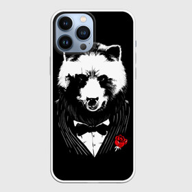 Чехол для iPhone 13 Pro Max с принтом Медведь авторитет в Новосибирске,  |  | Тематика изображения на принте: authority | bear | go | авторитет | аль капоне | бабочка | в носу | взгляд | галстук | графика | дикий | животное | иллюстрация | картинка | кольцо | костюм | красная | крестный | мафия | медведь | мода | отец