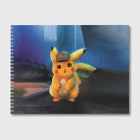 Альбом для рисования с принтом Detective Pikachu в Новосибирске, 100% бумага
 | матовая бумага, плотность 200 мг. | Тематика изображения на принте: detective pikachu | pikachu | pokemon | детектив пикачу | пика | покемон
