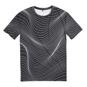 Мужская футболка 3D с принтом Абстрактные волны в Новосибирске, 100% полиэфир | прямой крой, круглый вырез горловины, длина до линии бедер | 