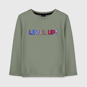 Детский лонгслив хлопок с принтом LEVEL UP! в Новосибирске, 100% хлопок | круглый вырез горловины, полуприлегающий силуэт, длина до линии бедер | 8 бит | 8bit | cs | fortnite | game | gaming | gta | minecraft | nintendo | playstation | ps | retro | rpg | steam | twitch | xbox | гта | игрок | игры | нинтендо | пиксель | ретро | рпг | стим | шутер