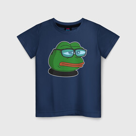 Детская футболка хлопок с принтом Pepe в Новосибирске, 100% хлопок | круглый вырез горловины, полуприлегающий силуэт, длина до линии бедер | bad | dab | frog | good | kek | make pepe great again | pepe | sad | sad frog | vote for pepe | кек | лягушка | мем | мемы | пепе | со смыслом | фрог