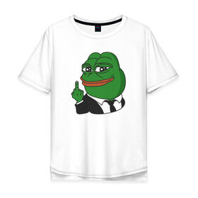 Мужская футболка хлопок Oversize с принтом Pepe в Новосибирске, 100% хлопок | свободный крой, круглый ворот, “спинка” длиннее передней части | bad | dab | frog | good | kek | make pepe great again | pepe | sad | sad frog | vote for pepe | кек | лягушка | мем | мемы | пепе | со смыслом | фрог