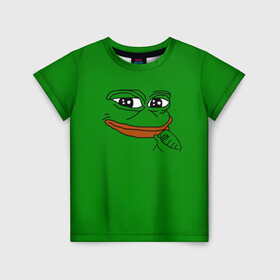 Детская футболка 3D с принтом Pepe в Новосибирске, 100% гипоаллергенный полиэфир | прямой крой, круглый вырез горловины, длина до линии бедер, чуть спущенное плечо, ткань немного тянется | bad | dab | frog | good | kek | make pepe great again | pepe | sad | sad frog | vote for pepe | кек | лягушка | мем | мемы | пепе | со смыслом | фрог