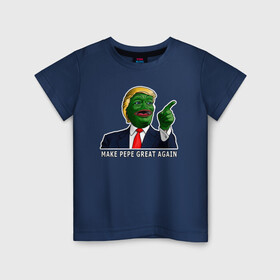 Детская футболка хлопок с принтом Great Pepe в Новосибирске, 100% хлопок | круглый вырез горловины, полуприлегающий силуэт, длина до линии бедер | bad | dab | frog | good | kek | make pepe great again | pepe | sad | sad frog | vote for pepe | кек | лягушка | мем | мемы | пепе | со смыслом | фрог