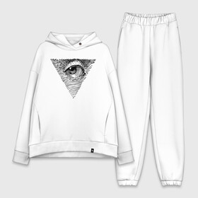 Женский костюм хлопок Oversize с принтом eye в Новосибирске,  |  | black | eye | minimalism | money | philosophy | pyramid | raster | supreme | usa | white | белый | глаз | деньги | доллар | минимализм | пирамида | растр | сша | философия | черный