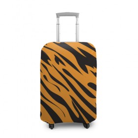 Чехол для чемодана 3D с принтом Тигр в Новосибирске, 86% полиэфир, 14% спандекс | двустороннее нанесение принта, прорези для ручек и колес | животное | зверь | кардашьян | ким | кот | лев | оранжевый | полосы | рыжий | тигр | черный