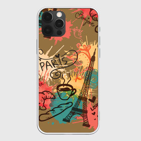 Чехол для iPhone 12 Pro Max с принтом Париж в Новосибирске, Силикон |  | Тематика изображения на принте: love | башня | булочка | кофе | круассан | любовь | отпуск | париж | путешествия | франция | хлеб | эйфелева