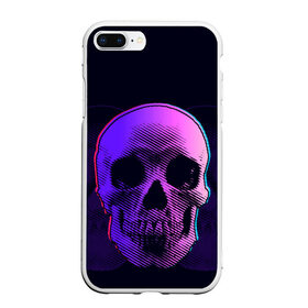 Чехол для iPhone 7Plus/8 Plus матовый с принтом Токсичный череп в Новосибирске, Силикон | Область печати: задняя сторона чехла, без боковых панелей | Тематика изображения на принте: 3d | 3д | голограмма | иллюзия | кости | розовый | синий | скелет | ультра | фиолетовый | череп | черный