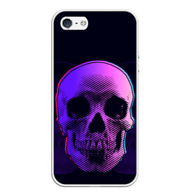 Чехол для iPhone 5/5S матовый с принтом Токсичный череп в Новосибирске, Силикон | Область печати: задняя сторона чехла, без боковых панелей | Тематика изображения на принте: 3d | 3д | голограмма | иллюзия | кости | розовый | синий | скелет | ультра | фиолетовый | череп | черный