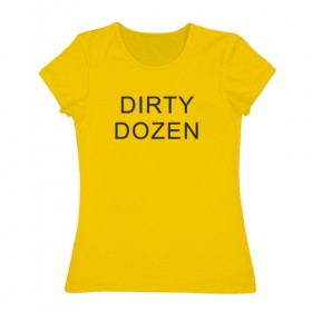 Женская футболка хлопок с принтом DIRTY DOZEN (The Prodigy) в Новосибирске, 100% хлопок | прямой крой, круглый вырез горловины, длина до линии бедер, слегка спущенное плечо | dirty dozen | keith flint | the prodigy | кинт флинт | клубная музыка | продиджи