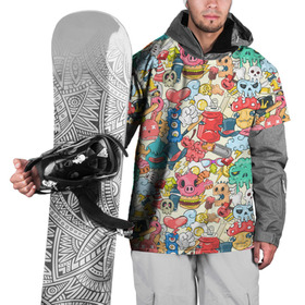 Накидка на куртку 3D с принтом Стикерпак психоделика в Новосибирске, 100% полиэстер |  | балончик | бомберы | граффити | краска | летняя | мололежная | мультяшечные | наклейки | психоделика | стикерпак | стикеры | яркие