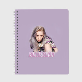 Тетрадь с принтом Billie Eilish в Новосибирске, 100% бумага | 48 листов, плотность листов — 60 г/м2, плотность картонной обложки — 250 г/м2. Листы скреплены сбоку удобной пружинной спиралью. Уголки страниц и обложки скругленные. Цвет линий — светло-серый
 | bilie | billi | billie | eilish | eillish | elish | ellish | eyes | ocean | pop music | айлиш | алиш | били | билли | музыка | певица | поп | эйлиш | элиш