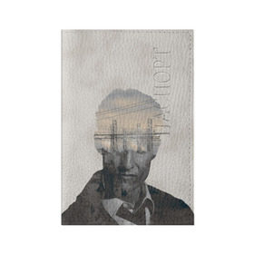 Обложка для паспорта матовая кожа с принтом True Detective в Новосибирске, натуральная матовая кожа | размер 19,3 х 13,7 см; прозрачные пластиковые крепления | rust | детектив | драма | криминал | мэттью | настоящий | расследования | следователь