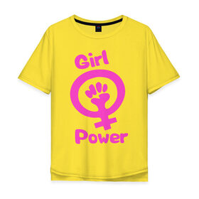 Мужская футболка хлопок Oversize с принтом Girl Power в Новосибирске, 100% хлопок | свободный крой, круглый ворот, “спинка” длиннее передней части | женская | за баб | кулак | начало | независимость | сила | феминизм | энергия