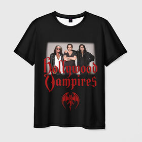 Мужская футболка 3D с принтом Hollywood Vampires в Новосибирске, 100% полиэфир | прямой крой, круглый вырез горловины, длина до линии бедер | 2019 | 2020 | aerosmith | альтернатива | голливудские вампиры | группа | дафф маккаган | джо перри | джонни депп | кантри | лого | металл | музыка | панк | поклонники | рок | тур в россии | фото | хард рок