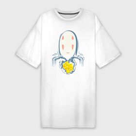Платье-футболка хлопок с принтом Унесённые призраками в Новосибирске,  |  | anime | no face | spirited away | аниме | безликий | безликий бог каонаси | каонаси | миядзаки | мультфильм | сэн | тихиро | унесённые призраками