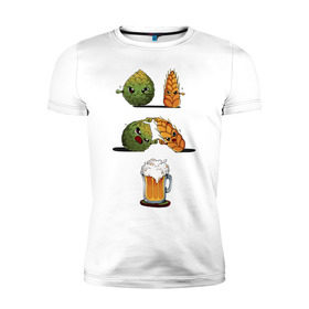 Мужская футболка премиум с принтом Хмель и Солод в Новосибирске, 92% хлопок, 8% лайкра | приталенный силуэт, круглый вырез ворота, длина до линии бедра, короткий рукав | солод | хмель