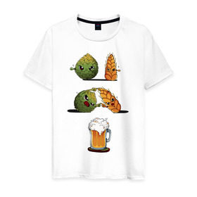 Мужская футболка хлопок с принтом Хмель и Солод в Новосибирске, 100% хлопок | прямой крой, круглый вырез горловины, длина до линии бедер, слегка спущенное плечо. | солод | хмель