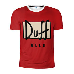 Мужская футболка 3D спортивная с принтом Duff в Новосибирске, 100% полиэстер с улучшенными характеристиками | приталенный силуэт, круглая горловина, широкие плечи, сужается к линии бедра | Тематика изображения на принте: beer | duff | duff beer | simpsons | симпсоны