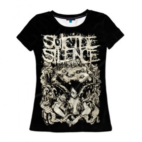 Женская футболка 3D с принтом Suicide Silence в Новосибирске, 100% полиэфир ( синтетическое хлопкоподобное полотно) | прямой крой, круглый вырез горловины, длина до линии бедер | metal | suicide silence | грув метал | группы | дэткор | метал | музыка | ню метал | рок